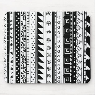 Black and white Tribal pattern Mouse Mat