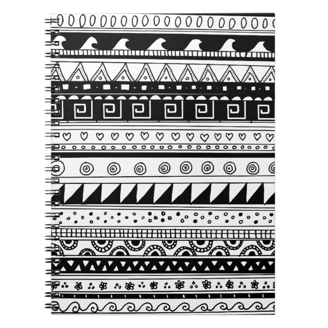 Black and white Tribal pattern Notebook (Front)