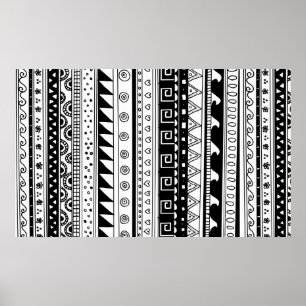 Black and white Tribal pattern Poster