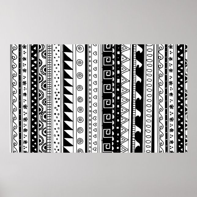 Black and white Tribal pattern Poster (Front)