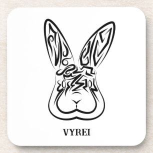 Black and White Tribal Pig Beverage Coaster