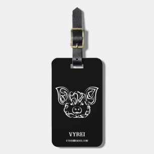 Black and White Tribal Pig Luggage Tag