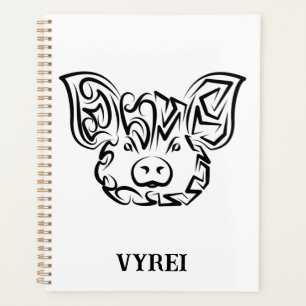 Black and White Tribal Pig Planner