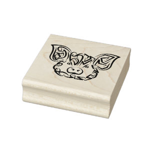 Black and White Tribal Pig Rubber Stamp