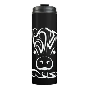 Black and White Tribal Pig Thermal Tumbler