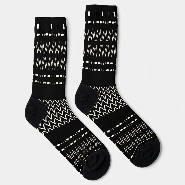 Black And White Tribal Print Crew Socks (Right)