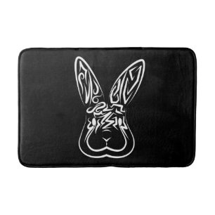 Black and White Tribal Rabbit Bath Mat