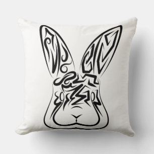 Black and White Tribal Rabbit Cushion