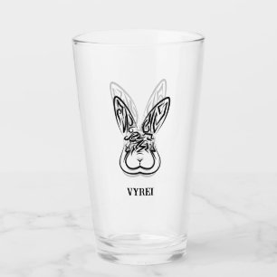 Black and White Tribal Rabbit Glass