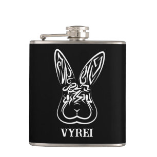 Black and White Tribal Rabbit Hip Flask
