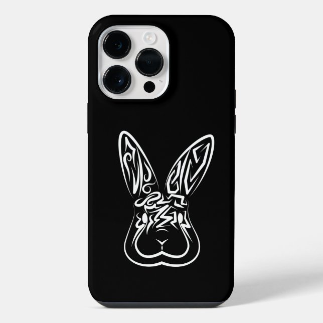 Black and White Tribal Rabbit iPhone Case (Back)
