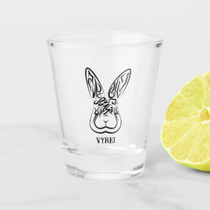 Black and White Tribal Rabbit Shot Glass