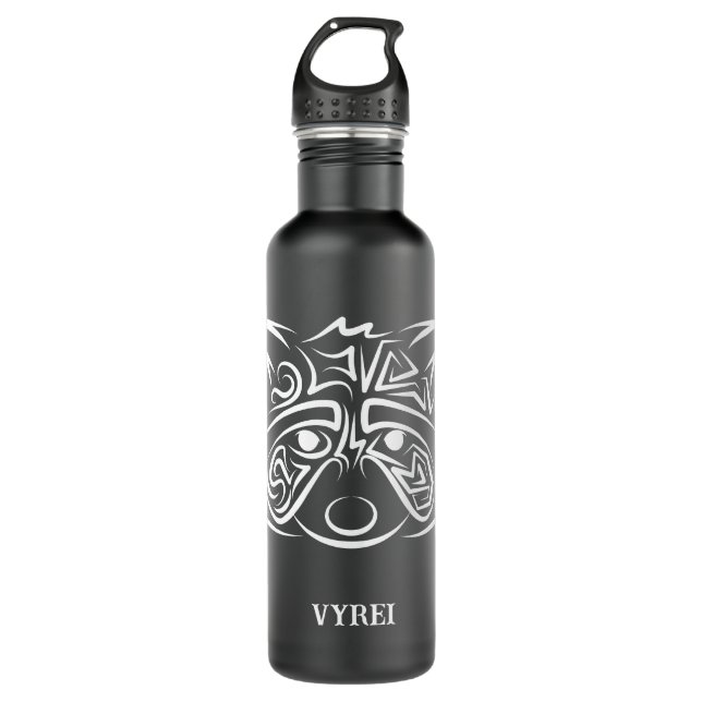 Black and White Tribal Racoon 710 Ml Water Bottle (Front)