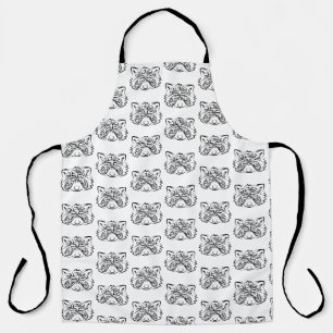 Black and White Tribal Racoon Apron