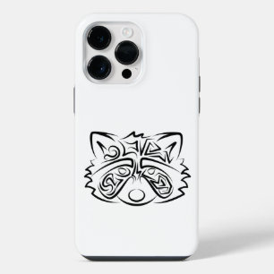 Black and White Tribal Racoon iPhone 14 Pro Max Case