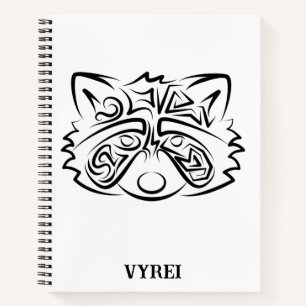Black and White Tribal Racoon Notebook