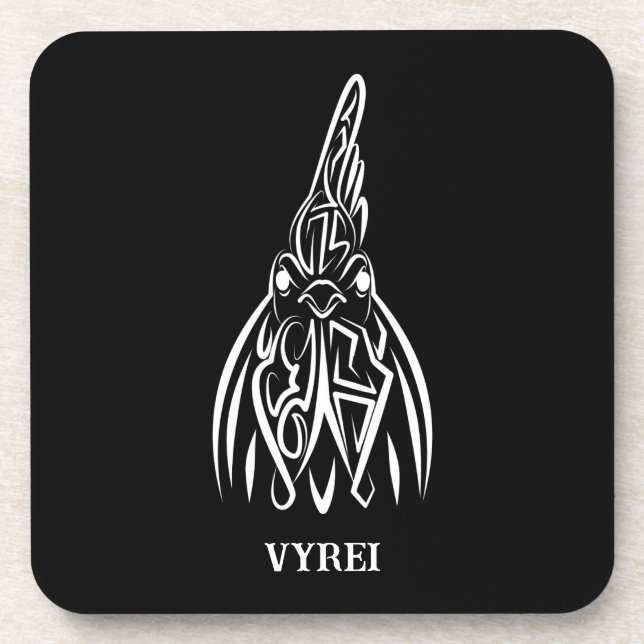 Black and White Tribal Rat Beverage Coaster (Front)