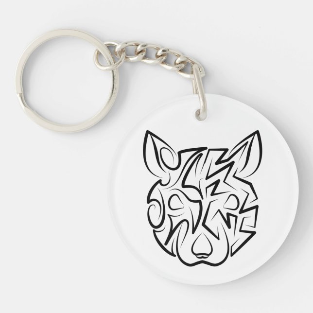 Black and White Tribal Rat Key Ring (Front)