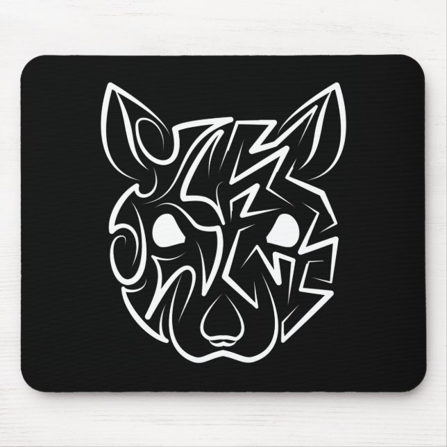 Black and White Tribal Rat Mouse Mat (Front)