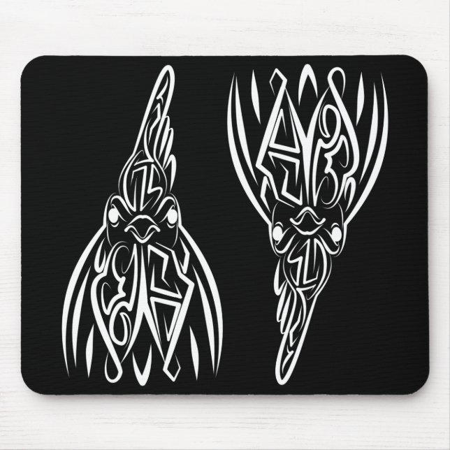 Black and White Tribal Rat Mouse Pad (Front)