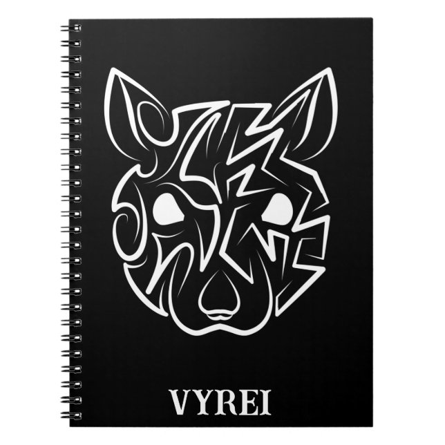 Black and White Tribal Rat Notebook (Front)