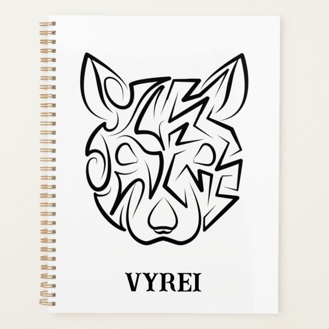 Black and White Tribal Rat Planner (Front)