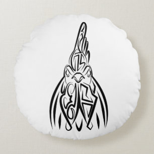 Black and White Tribal Rat Round Pillow