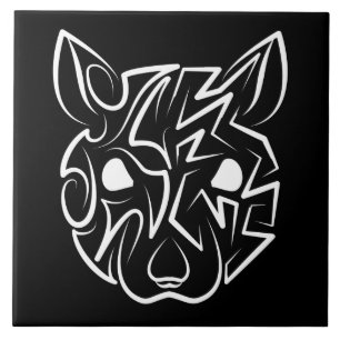 Black and White Tribal Rat Tile