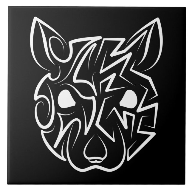 Black and White Tribal Rat Tile (Front)