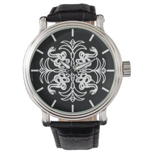 Black and White Tribal Rattlesnake Mandala  Watch
