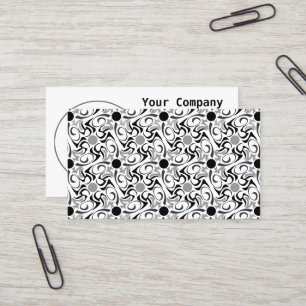 Black and White Tribal Rice Grain Pattern Business Card