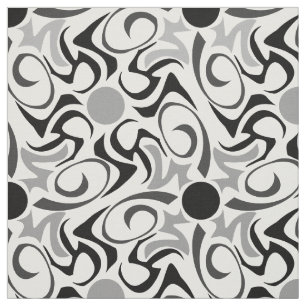 Black and White Tribal Rice Grain Pattern Fabric