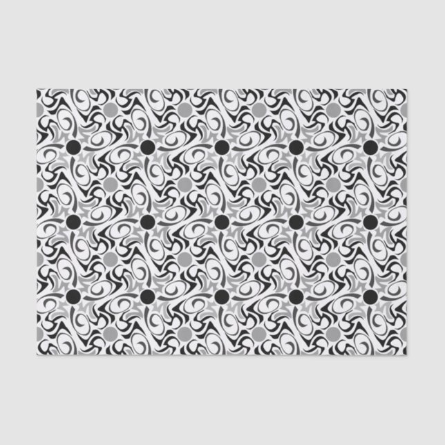 Black and White Tribal Rice Grain Pattern Tissue Paper (Front)