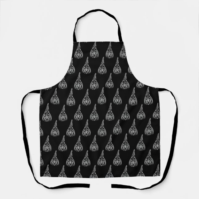 Black and White Tribal Rooster Apron (Front)