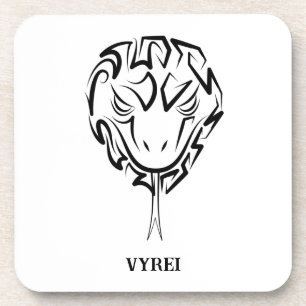 Black and White Tribal Rooster Beverage Coaster