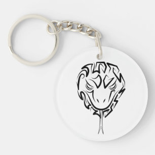 Black and White Tribal Rooster Keychain