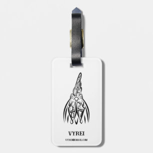 Black and White Tribal Rooster Luggage Tag