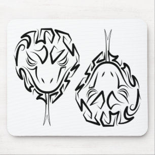 Black and White Tribal Rooster Mouse Pad