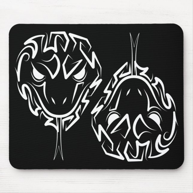 Black and White Tribal Rooster Mouse Pad (Front)
