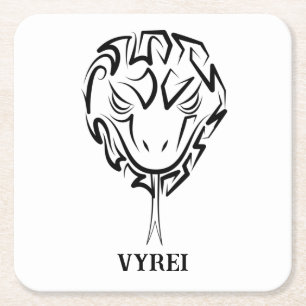 Black and White Tribal Rooster Square Paper Coaste Coaster