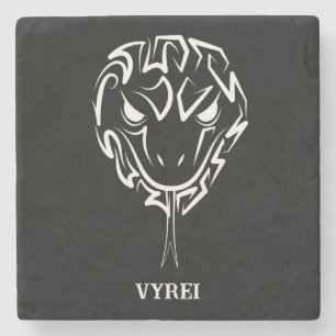 Black and White Tribal Rooster Stone Coaster