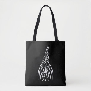 Black and White Tribal Rooster Tote Bag