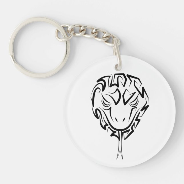 Black and White Tribal Snake Key Ring (Front)