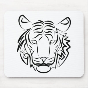 Black and White Tribal Snake Mouse Pad