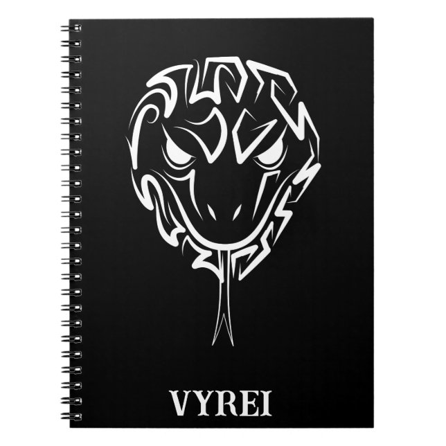 Black and White Tribal Snake Notebook (Front)