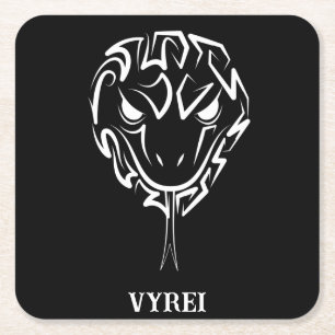 Black and White Tribal Snake Square Paper Coaster