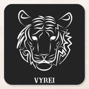 Black and White Tribal Snake Square Paper Coaster