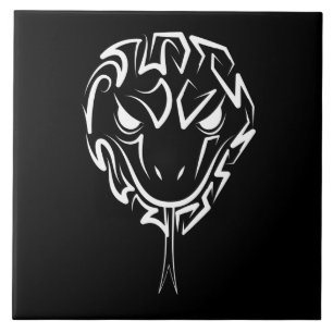 Black and White Tribal Snake Tile