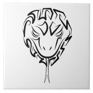Black and White Tribal Snake Tile