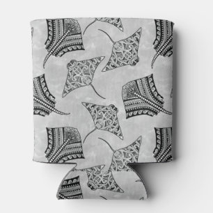 Black and White Tribal Stingrays Can Cooler